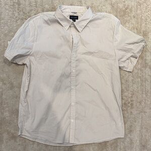 Kit and Ace Men's Short-Sleeve Button-Down Shirt in Light Beige Stripe